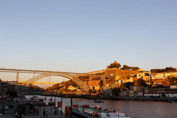 Общий Вид Мост Луиса Порту Португалия Через Реку Дору Время — стоковое фото