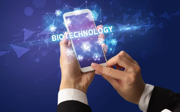 Biotechnology Yazıtlı Akıllı Telefon Modern Teknoloji Konsepti — Stok fotoğraf