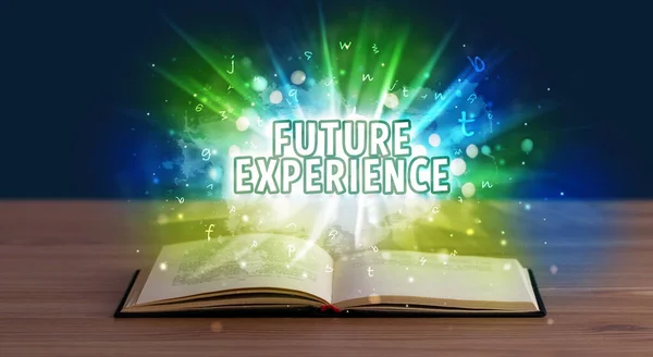 Nápis Budoucí Zkušenosti Otevřené Knihy Vzdělávací Koncepce — Stock fotografie