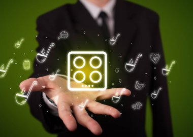 Sıcak yemek ikonu, sağlıklı yemek teslimatı konsepti.