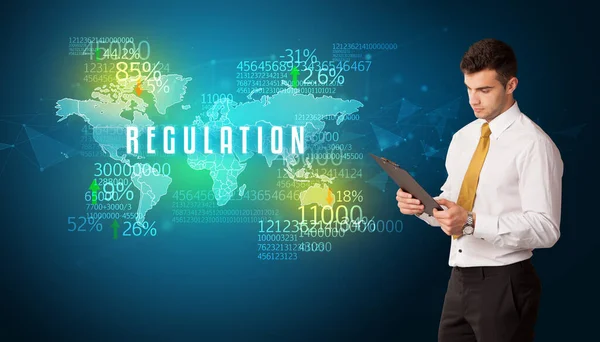 Businessman Front Decision Regulation Inscription Business Concept — Stock Photo, Image