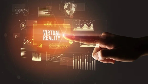 Ruční Dotýkání Virtuální Realita Nápis Nové Obchodní Technologie Koncept — Stock fotografie