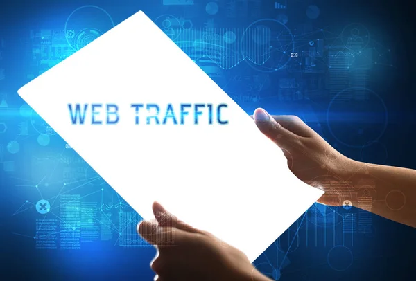 Tablica Futurystyczna Napisem Web Traffic Koncepcja Nowej Technologii — Zdjęcie stockowe