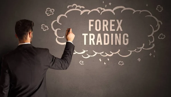 Businessman Drawing Cloud Forex Trading Inscription Modern Business Concept — Stock Photo, Image