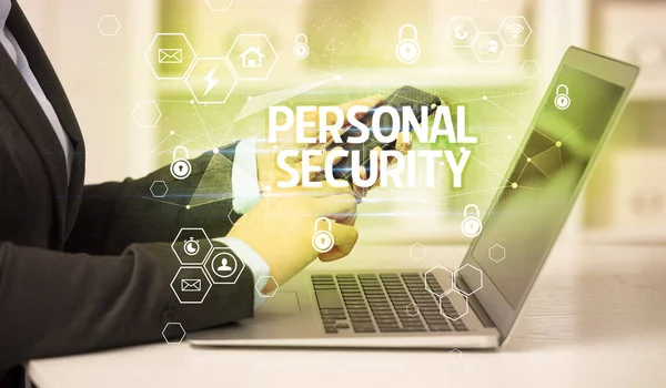 Inscripción Seguridad Personal Laptop Seguridad Internet Concepto Protección Datos Blockchain —  Fotos de Stock