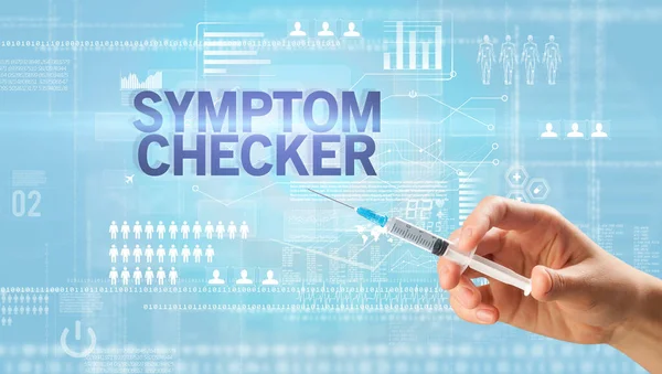의사들 주사기를 장갑을 Symptom Checker — 스톡 사진