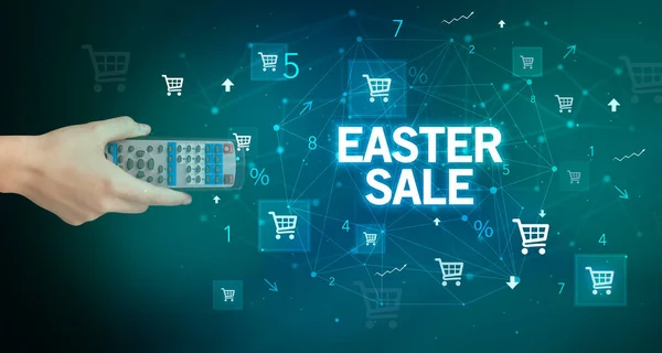 Kézi Tároló Vezeték Nélküli Periféria Easter Sale Felirattal Online Vásárlási — Stock Fotó