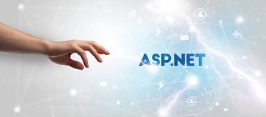 ASP.NET yazıtlarına el işareti, modern teknoloji kavramı.