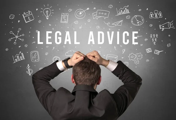 Visão Traseira Empresário Com Inscrição Legal Advice Conceito Negócio Moderno — Fotografia de Stock