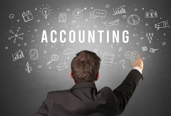 Tylny Widok Biznesmena Napisem Accounting Nowoczesna Koncepcja Biznesu — Zdjęcie stockowe
