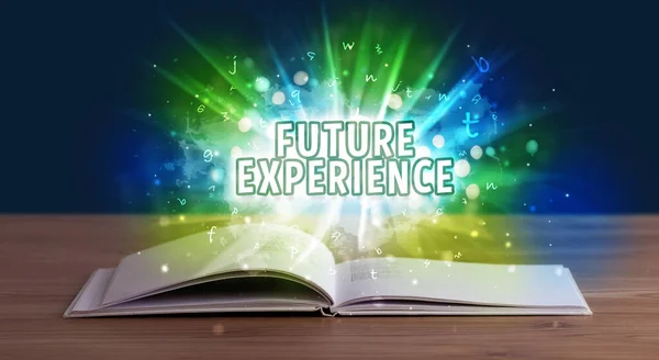 Nápis Budoucí Zkušenosti Otevřené Knihy Vzdělávací Koncepce — Stock fotografie