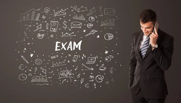 Empresario Pensando Con Inscripción Exam Concepto Educación Empresarial — Foto de Stock