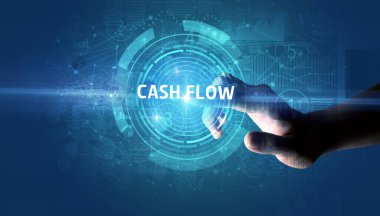 El teması CASH FLOW düğmesi, modern iş teknolojisi kavramı