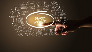 Gross Profit yazıtı, el çizimi simgeleri, iş planı konsepti