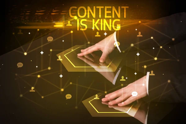 Navigace Sociálních Sítích Nápisem Content King Koncept Nových Médií — Stock fotografie