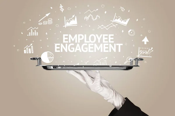 Číšník Servírující Obchodní Nápad Nápisem Employee Engagement — Stock fotografie