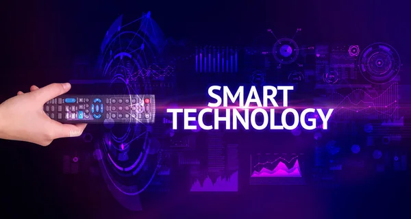 Periférico Inalámbrico Mano Con Inscripción Smart Technology Concepto Tecnología Moderna —  Fotos de Stock
