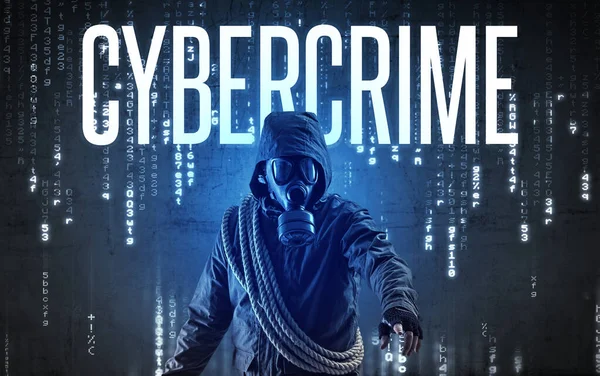 Безливий Хакер Написом Cybercrime Хакерська Концепція — стокове фото