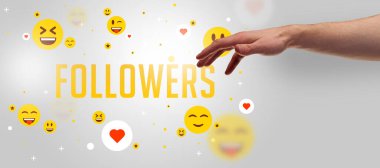 FOLLOWERS yazıtlarına, sosyal medya kavramına yakın çekim