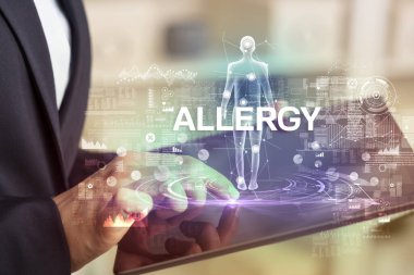 ALLERGY yazıtlı elektronik tıbbi kayıt, tıbbi teknoloji konsepti