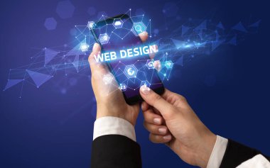 WebB DESIGN yazıtlı akıllı telefon, modern teknoloji konsepti