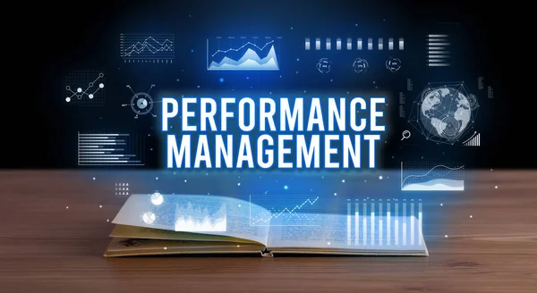 Performance Management Iscrizione Proveniente Libro Aperto Concetto Business Creativo — Foto Stock