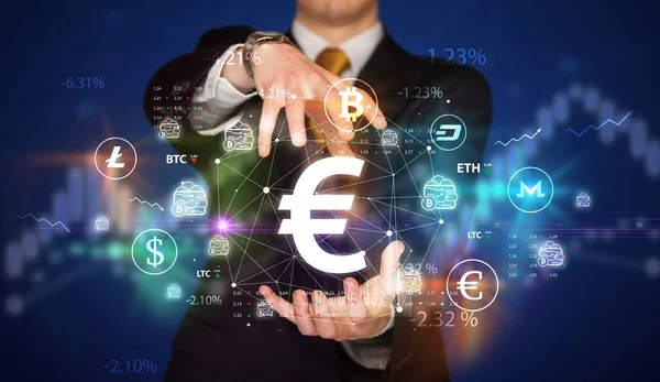 Zakenman Met Eurosymbool Investeringsconcept — Stockfoto
