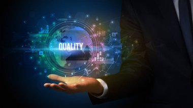 Zarif el ele tutuşma nitelik yazması, dijital teknoloji konsepti