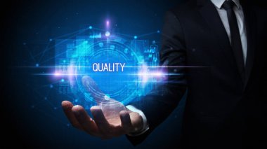 İnsan el ele tutuşması Kaliteli yazı, teknoloji konsepti