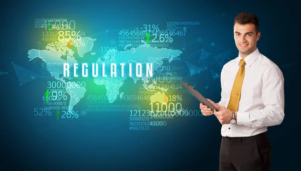 Businessman Front Decision Regulation Inscription Business Concept — Stock Photo, Image