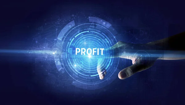 Kézfogás Profit Gomb Modern Üzleti Technológiai Koncepció — Stock Fotó