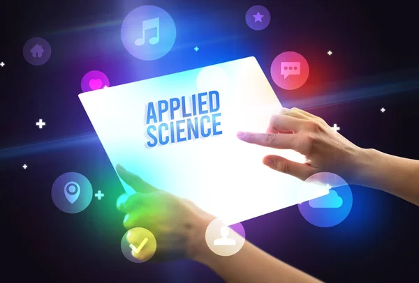 Futuristisches Tablet Mit Applied Science Aufschrift Neues Technologiekonzept — Stockfoto
