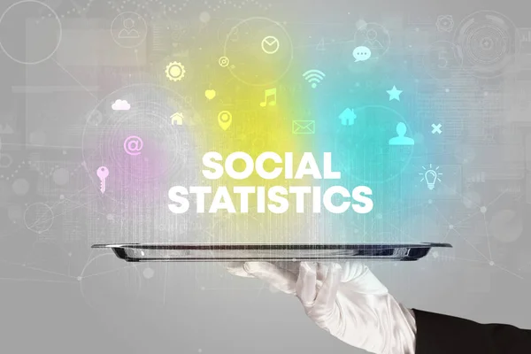 Ober Ten Dienste Van Sociale Netwerken Met Sociale Statistieken Inscriptie — Stockfoto