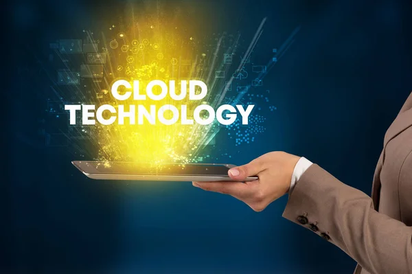 Κοντινό Πλάνο Οθόνης Αφής Επιγραφή Cloud Technology Καινοτόμο Έννοια Της — Φωτογραφία Αρχείου