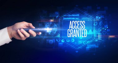 ACCESS GRANTED yazıtlı, siber güvenlik kavramına sahip kablosuz çevre.