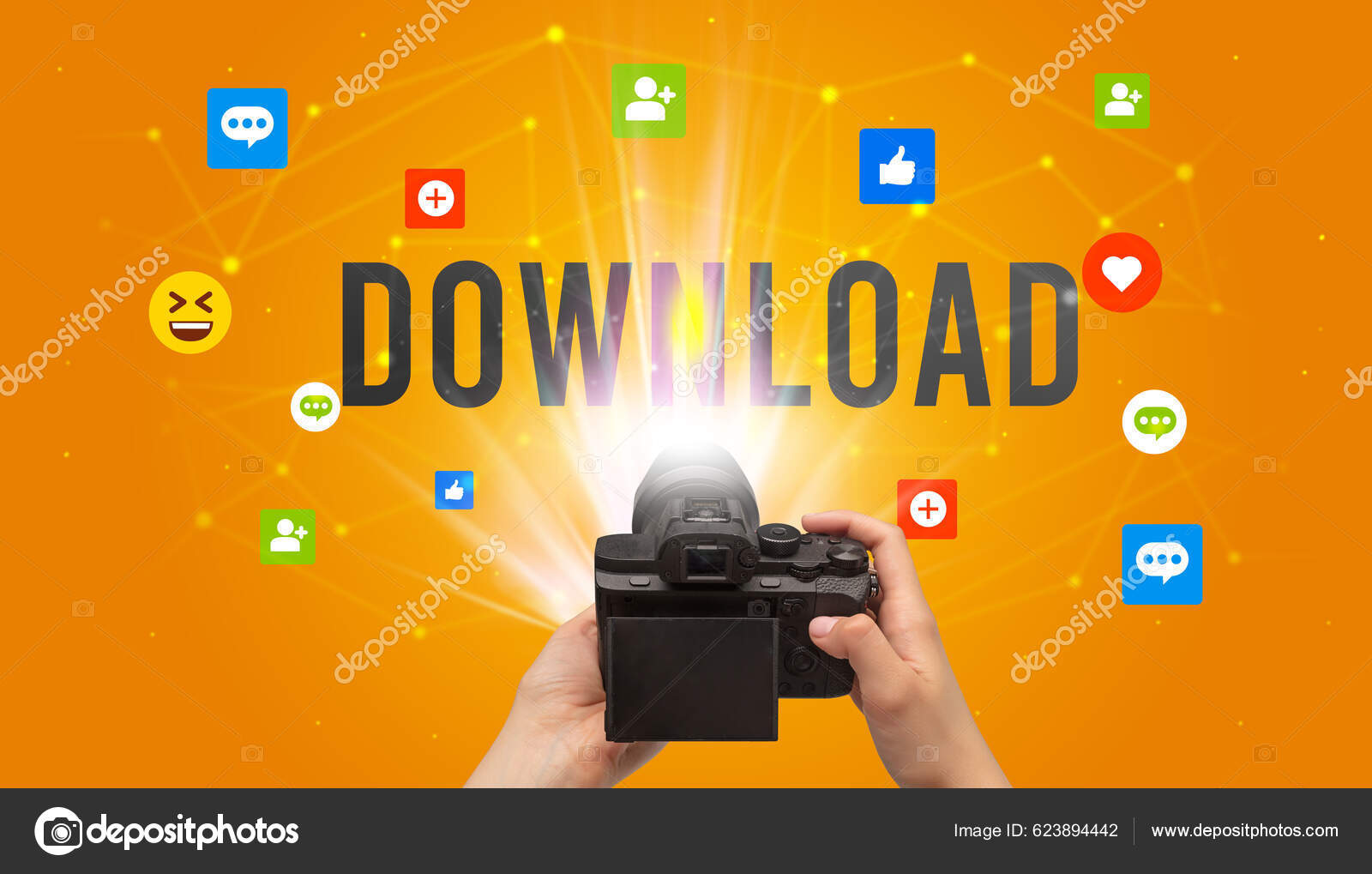Using camera capture social media content download inscription social