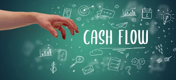 Cash Flow Yazıtı Modern Çözümü Kavramına Işaret Eden Kırpılmış Elin — Stok fotoğraf
