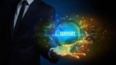 Zarif el ele tutuşmalar Destek yazıları, dijital teknoloji kavramı