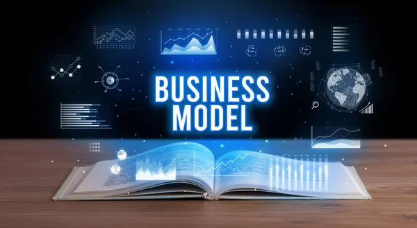 Geschäftsmodell Einschreibung Aus Einem Offenen Buch Kreatives Geschäftskonzept — Stockfoto