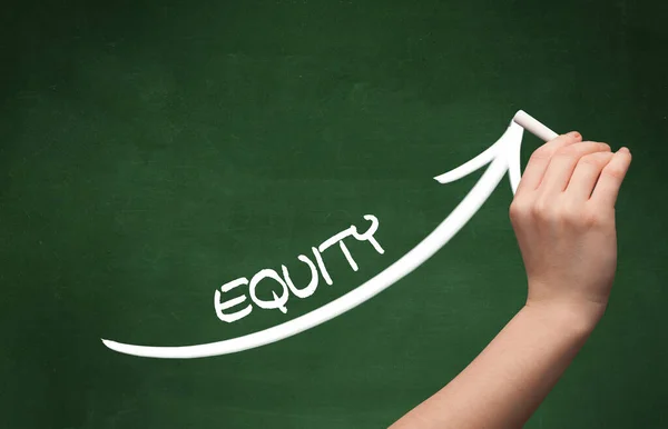 Handtekening Equity Inscriptie Met Wit Krijt Schoolbord Business Concept — Stockfoto