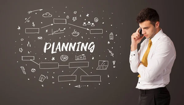 Businessman Thinking Planning Inscription Business Education Concept — Stock Photo, Image