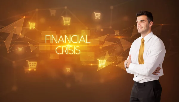 Alışveriş Arabası Ikonları Financial Crisis Yazıtları Online Alışveriş Kavramı Olan — Stok fotoğraf