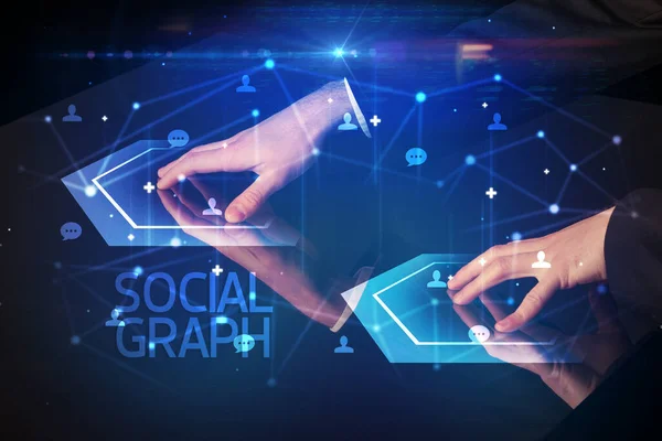 Navigating Social Networking Social Graph Inscription New Media Concept — Stock Photo, Image