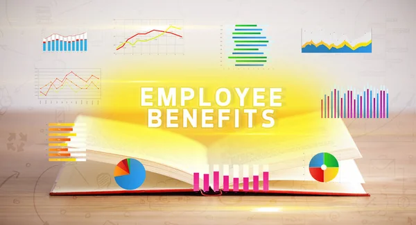 Livro Aberto Com Inscrição Employee Benefits Novo Conceito Negócio — Fotografia de Stock