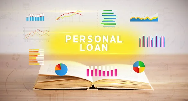 Libro Aperto Con Iscrizione Personal Loan Nuovo Concetto Business — Foto Stock