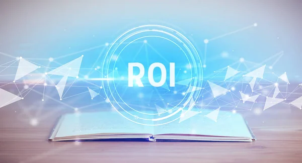 Roiの略語を持つオープンブック 近代的な技術コンセプト — ストック写真