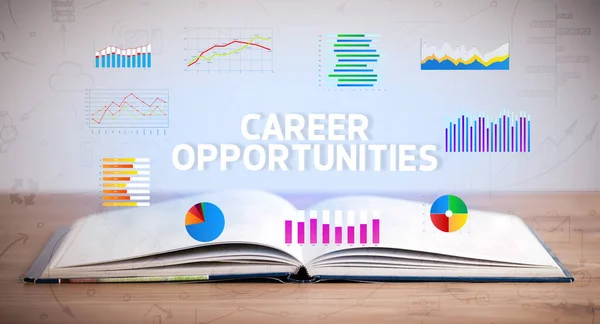 Open Boek Met Career Opportunities Inscriptie Nieuw Business Concept — Stockfoto
