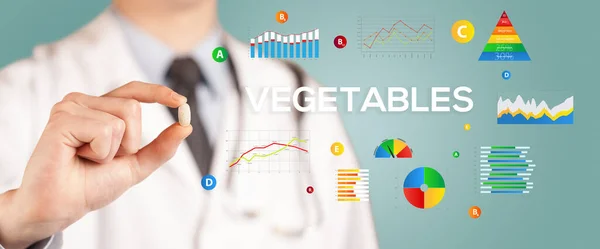 Táplálkozási Egy Pirulát Vegetables Felirattal Egészséges Életmód Koncepció — Stock Fotó