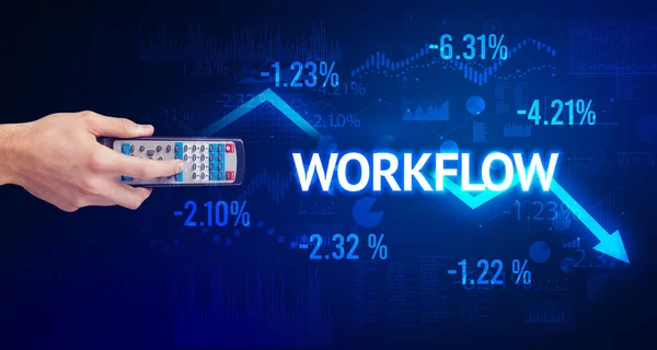 손으로 기기를 Workflow 비즈니스 — 스톡 사진