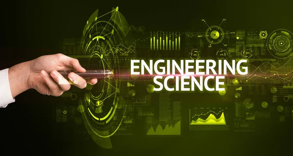 Hand Hält Drahtlose Peripherie Mit Engineering Science Beschriftung Modernes Technologiekonzept — Stockfoto